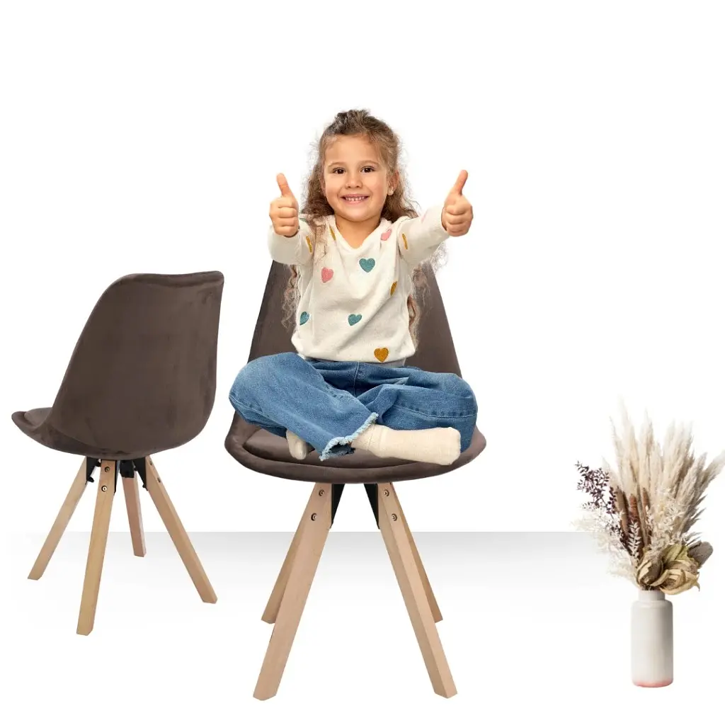 Стул Jumi Saida в скандинавском стиле с деревянными ножками коричневый - фото 8