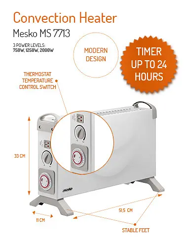 Конвектор Mesko MS 7713 - фото 5