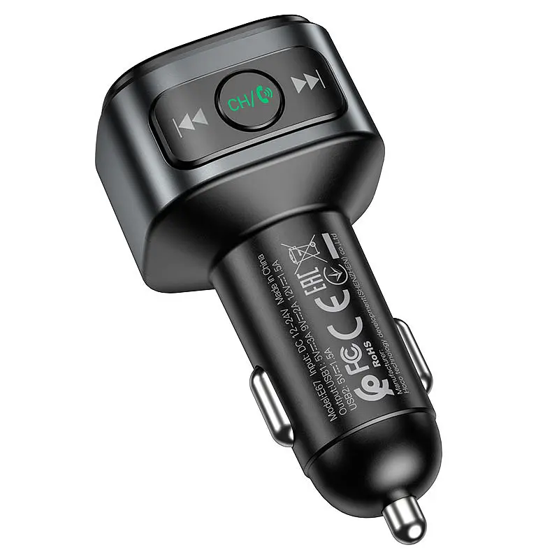 АЗП FM модулятор Hoco E67 QC3.0 (2USB-A) Чорний - фото 5