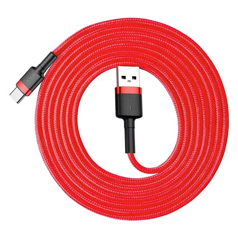 Дата кабель Baseus Cafule Type-C Cable 2A (2m) (CATKLF-C) Червоний - фото 4