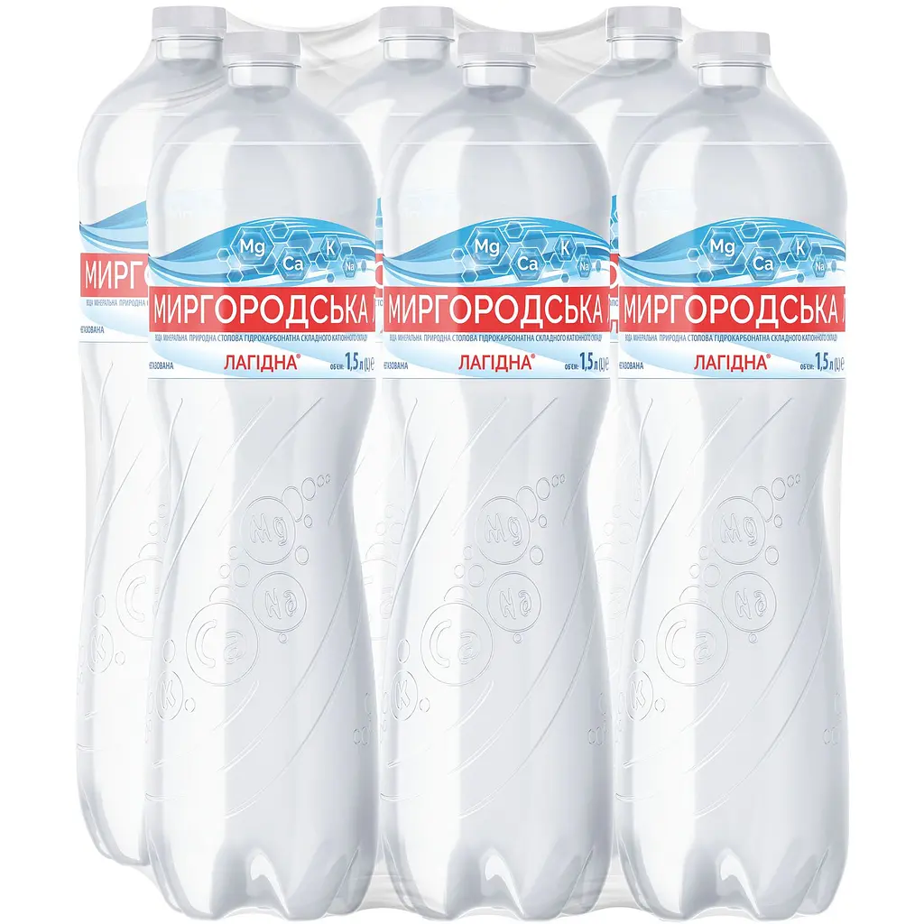 Упаковка минеральной воды Миргородская Лагидна негазированная 9 л (1.5 л x 6 шт.) - фото 6