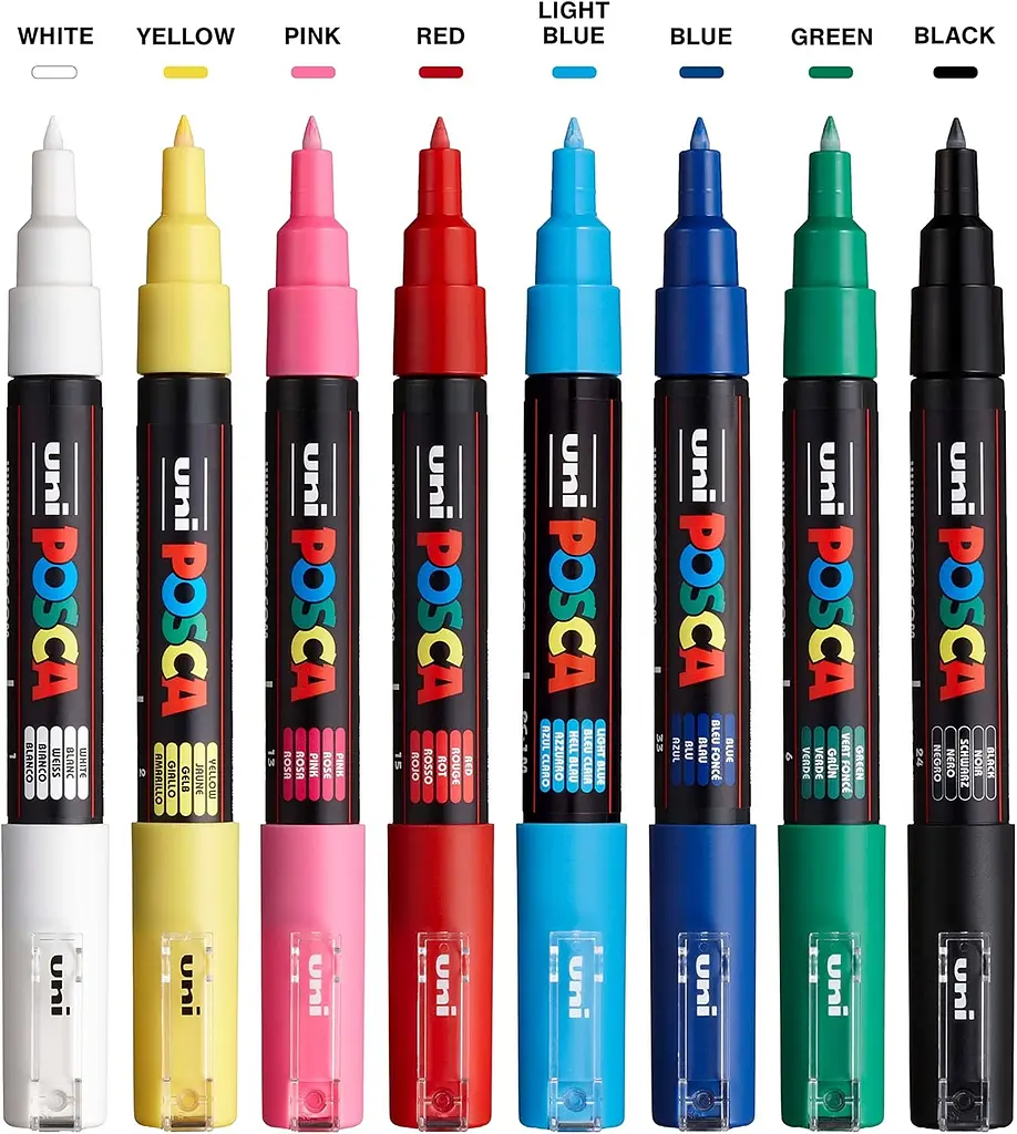 Набор маркеров Uni Posca 0.7-1 мм 8 шт. (PC-1M 8C) - фото 2