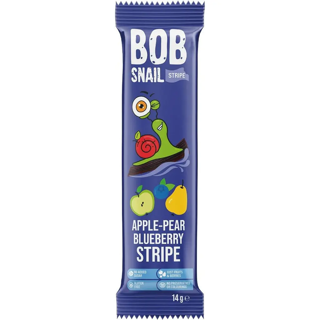 Цукерка фруктово-ягідна Bob Snail Яблучно-Грушево-Чорничний страйп 84 г (6 шт. х 14 г) - фото 2