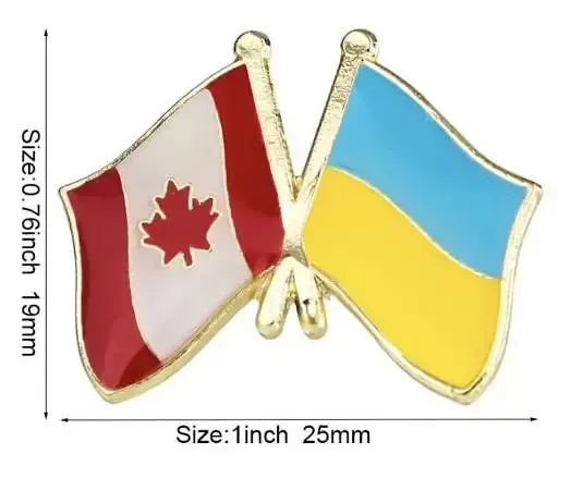Подвійний значок-пін «Україна – Канада» 25 × 19 мм (00098) - фото 2