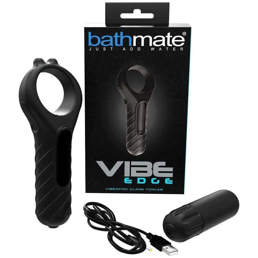 Вібратор для члена Bathmate Vibe Edge, 3.3 см (чорний) - фото 7