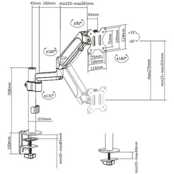 Кронштейн Gembird для мониторов 17"-32" MA-DA1P-01 - фото 2