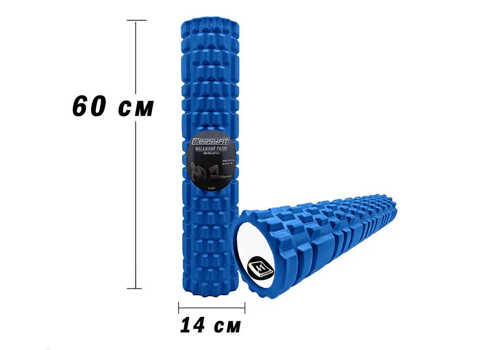 Масажний ролер EasyFit Grid Roller 60 см v.3.1 синій (EF-2037-BL) - фото 3