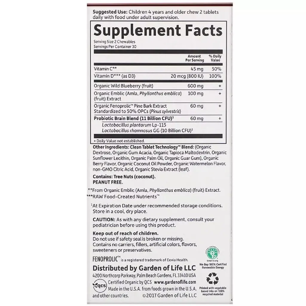 Дитячий комплекс для уваги і концентрації Garden of Life Dr. Formulated Brain Health 60 жувальних таблеток смак кавуна - фото 2