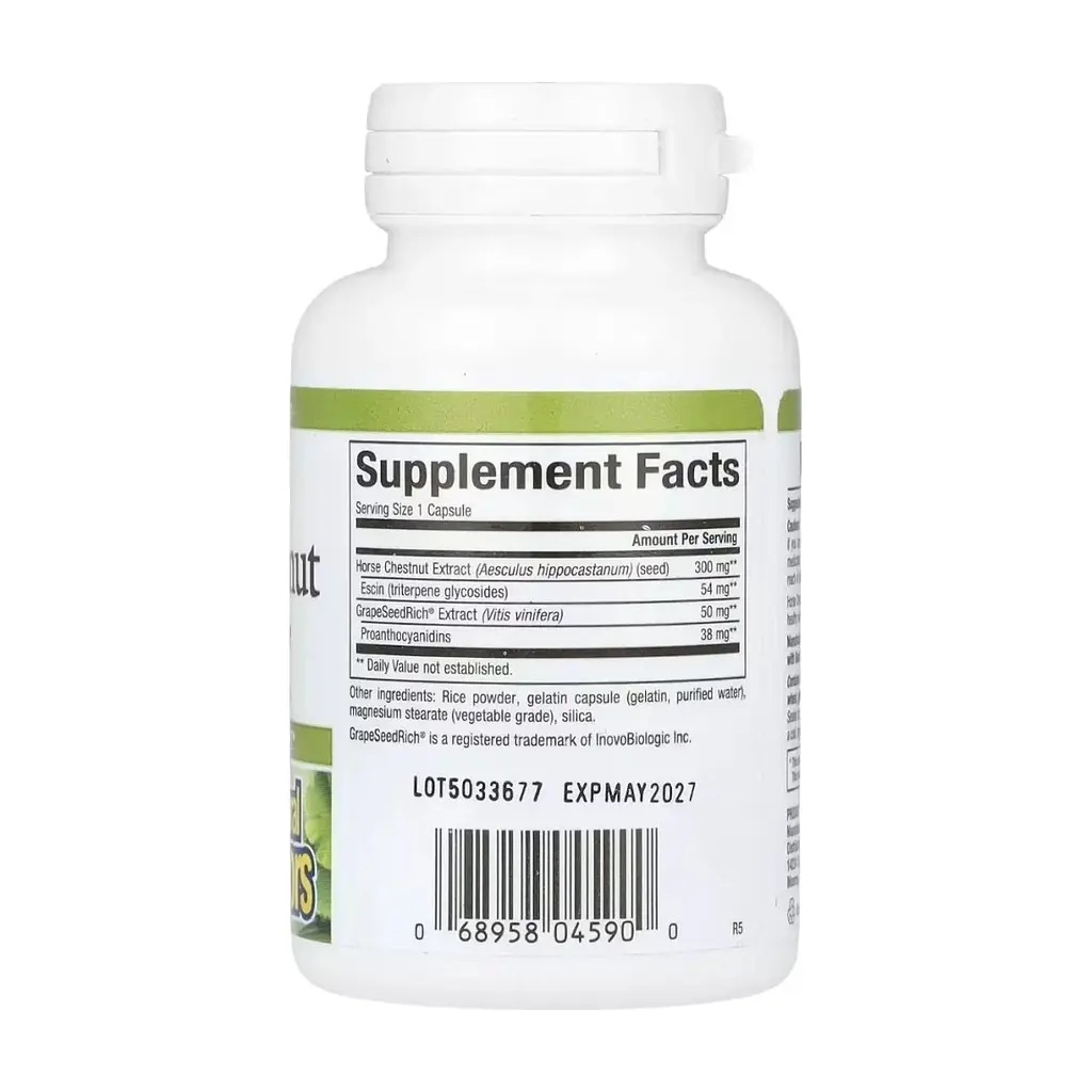 Трави Natural Factors Кінський каштан з виноградними кісточками, 350 мг, HerbalFactor (NFS-04590) - фото 2
