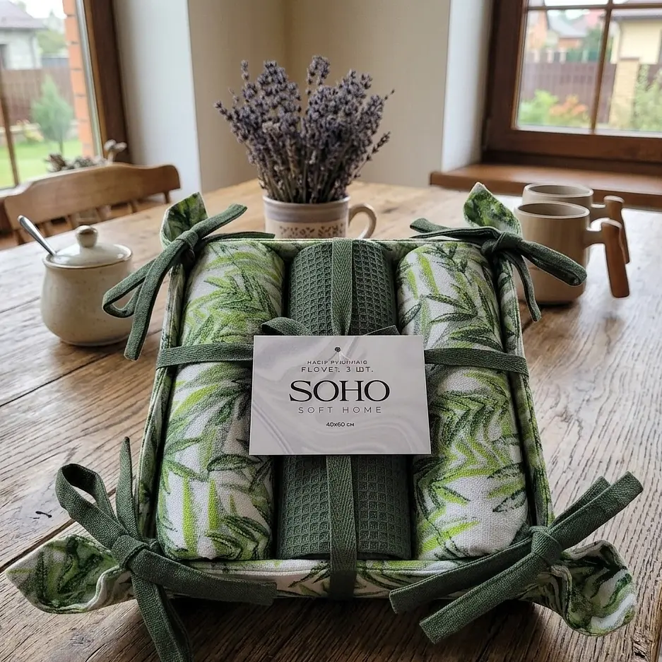 Набір рушників кухонних бавовна 100% SOHO Flower 40х60 см 3 шт (BS 45539H) - фото 2