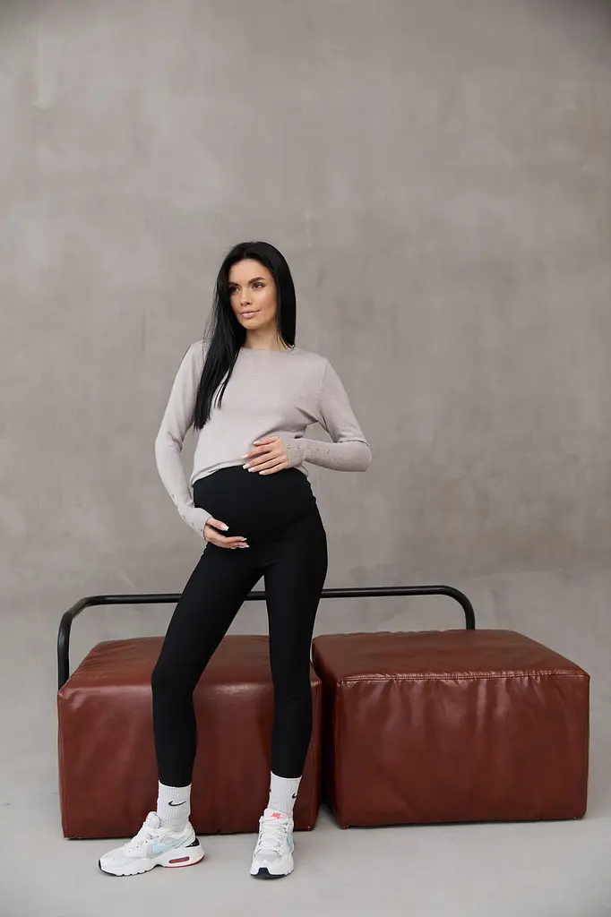 Лосіни щільні стрейчеві для вагітних демісезонні Alicante XL Lullababe Чорний - фото 4