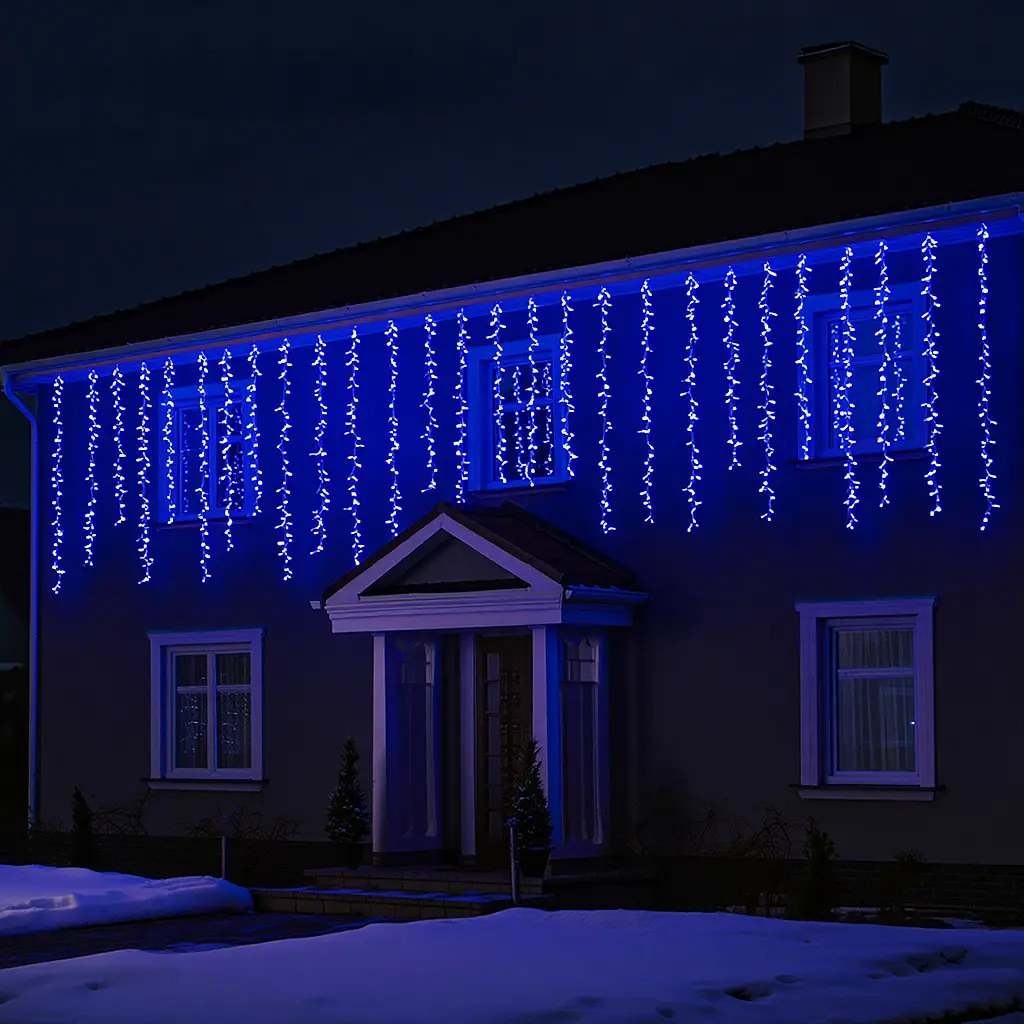 Уличная гирлянда Бахрома GarlandoPro 36 м 600 LED белая проволока Синяя 36MWBL - фото 3