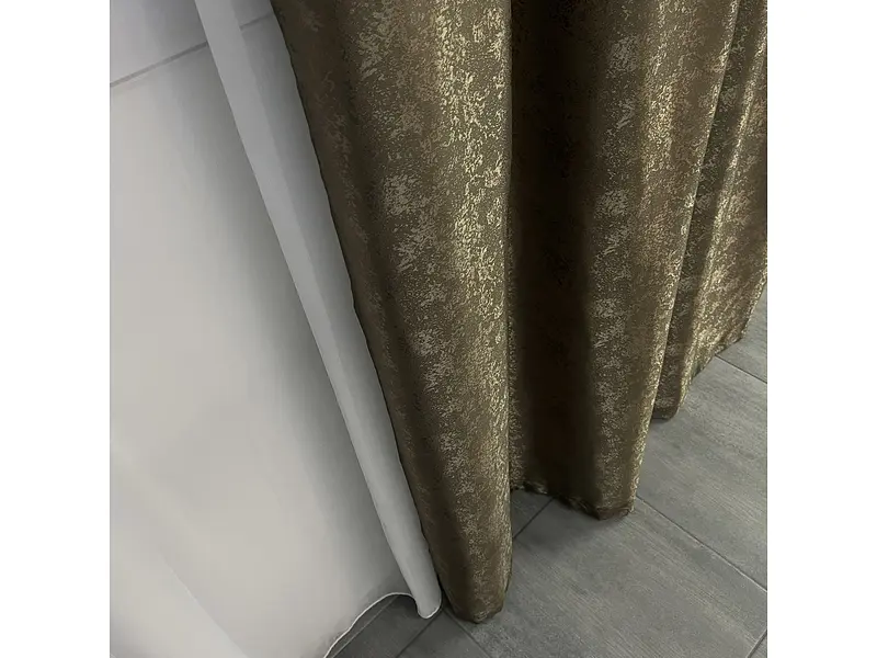 Жакардові штори кавового кольору 2шт. 150х270 з білим шифоновим тюлем 400х270, на тасьмі ALBO pbe0052674 - фото 4