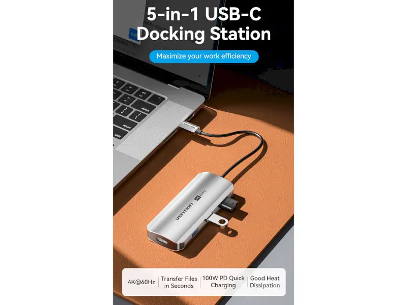 Мультипортовий адаптер Vention 5-in-1 USB-C to HDMI/USB3.0x3/PD (TQDHB) - фото 11