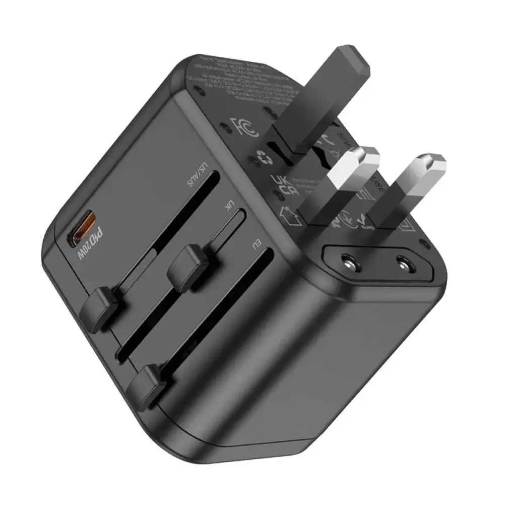 Універсальний зарядний пристрій Hoco AC15 Walker Three-Port PD20W(1C2A) Universal Conversion Charger Black - фото 5