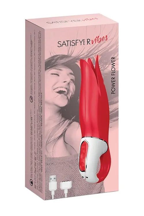 Оригінальний вібромасажер Satisfyer Vibes Power Flower, 19х4.6 см (червоний) - фото 2