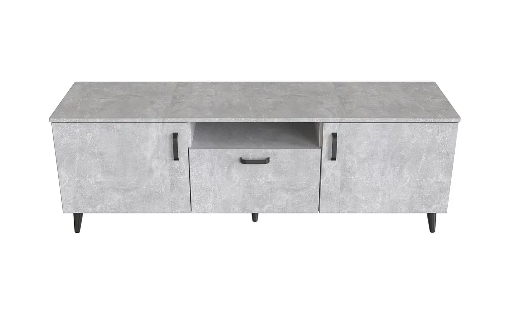 Тумба Лестер на конусных ножках Ferrum-decor 48x139x38 Черный металл ДСП Бетон 16 мм (FRD-106801) - фото 2