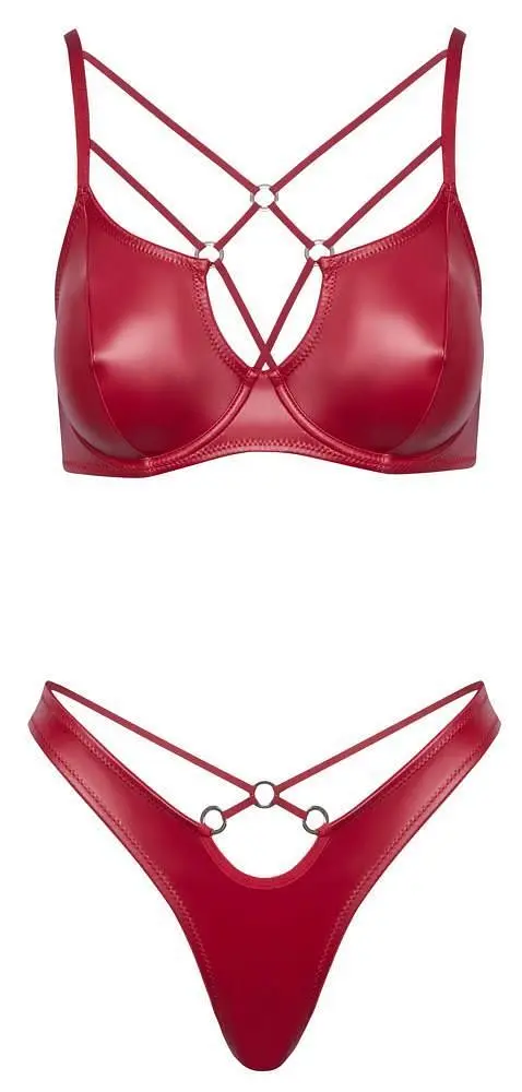 Комплект білизни Cottelli Lingerie Bra Set Wetlook, 75B/S (червоний) - фото 5