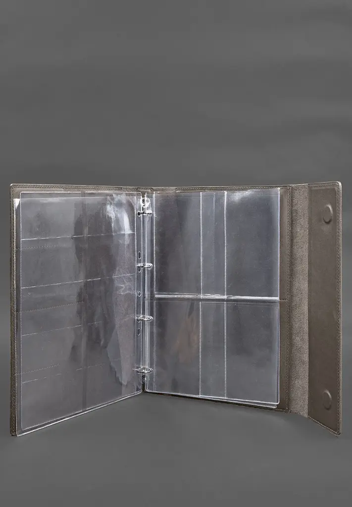 Кожаная папка для документов "Семейная" А4 на сегрегаторе с файлами темно-бежевая - фото 5