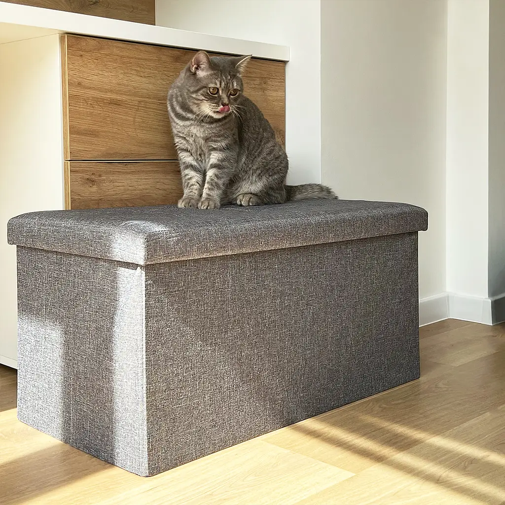 Пуф для хранения МВМ My Home двойной 760х380х380 мм серый (TH-04 GRAY) - фото 3