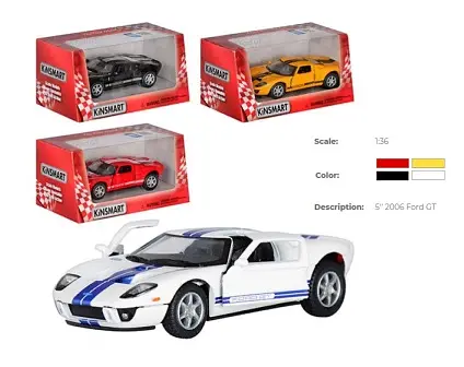Металева інерційна легкова модель Ford GT 2006 5", відкриваються двері (В асортименті) - фото 3
