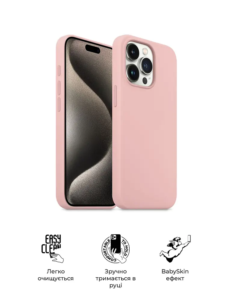 Силиконовый чехол для Apple iPhone 15 Pro Max, ICON2 Case, розовый, противоударный, панель, защита всего корпуса, матовая поверхность Soft Touch, выступает над дисплеем, совместим с защитными стеклами и пленками, с микрофиброй - фото 3