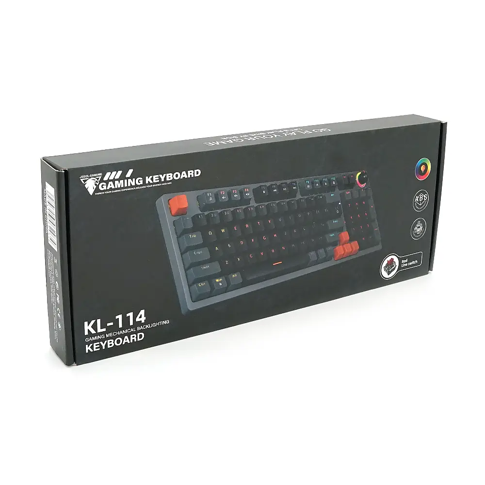 Клавіатура механічна USB JEDEL KL-114, довжина кабелю 170см, RGB підсвічування, (Eng/Укр/Рус), (405х160х45 мм), Black/Gray, 98к, Q10 - фото 2