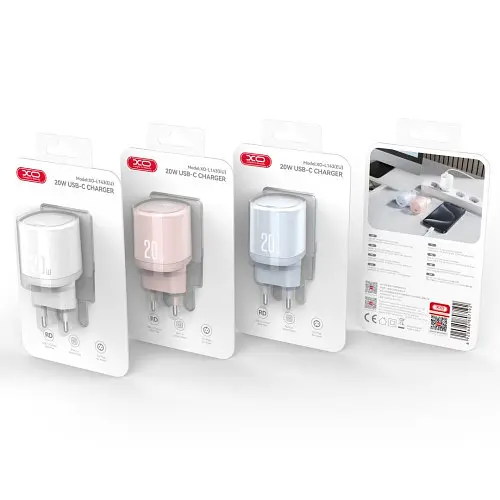 Сітчастий зарядний пристрій XO L143(EU) PD20W Single USB-C Charger Білий - фото 3