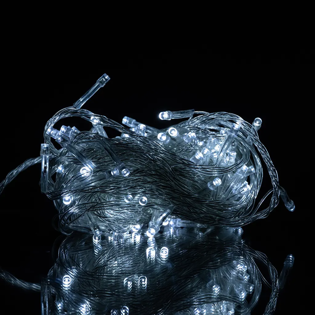 Новорічна гірлянда кімнатна нитка GarlandoPro 10 м 120 LED  білий провід Біле світло W120LED10MWW - фото 3