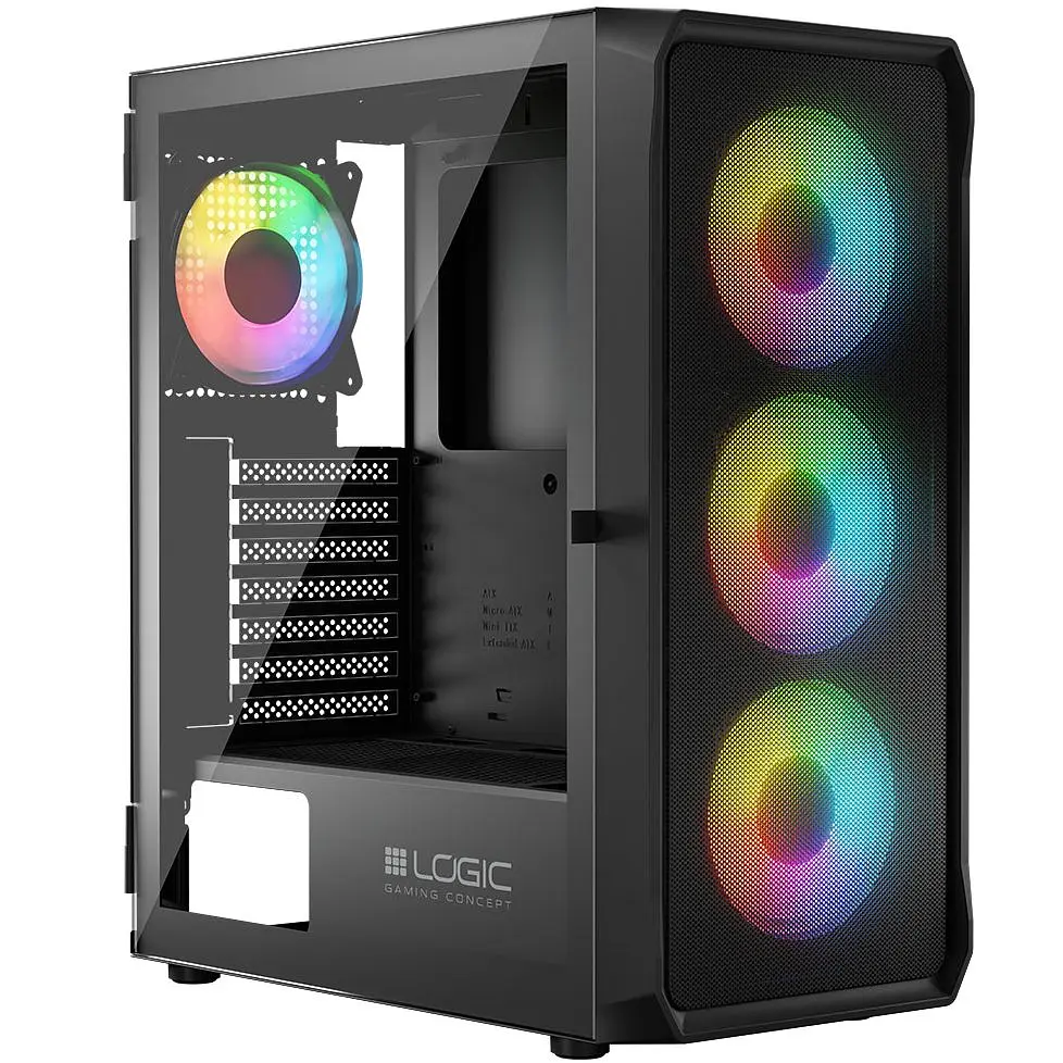 Корпус LogicConcept PORTOS MESH+GLASS ARGB fans 4x120mm BLACK без БП ATX - фото 5