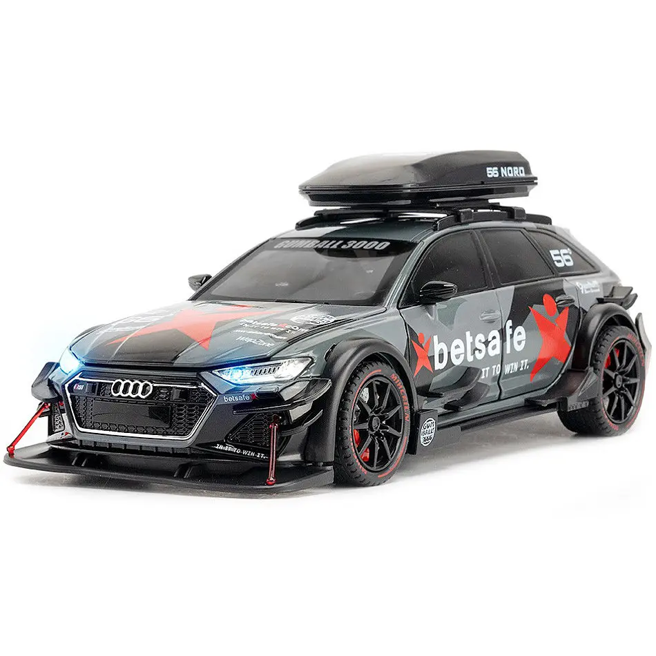 Колекційна металева модель автомобіля АвтоЕксперт Audi RS6 DTM з автобоксом на дах, інерцією, світлом та звуком 1:24 - фото 2