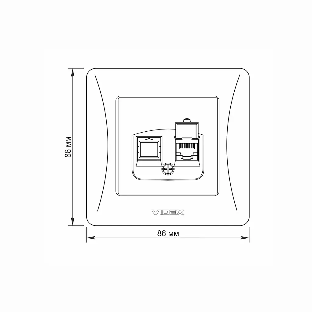 Розетка CAT6 одинарна комп'ютерна кремова VIDEX BINERA VIDEX (24699-000) - фото 5