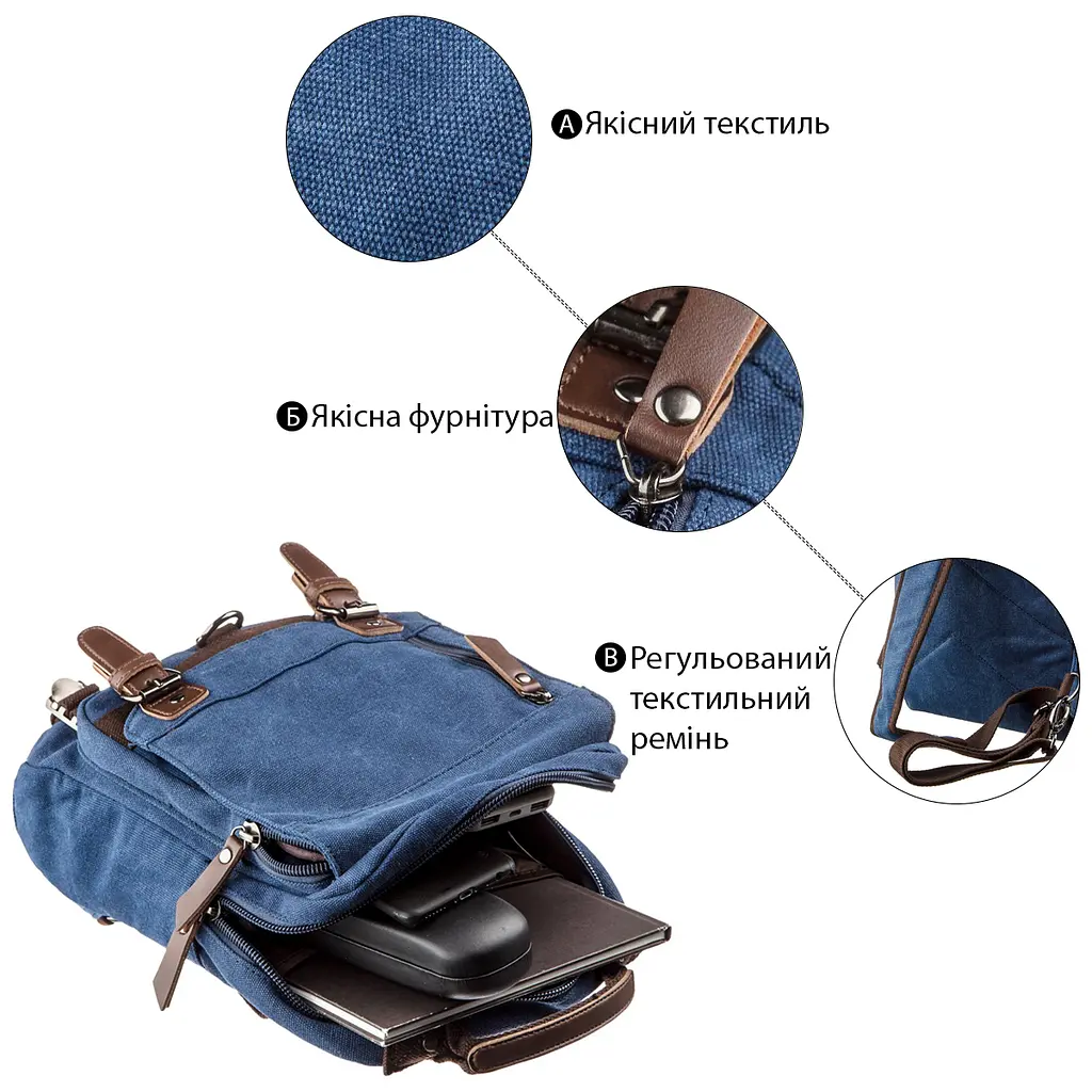 Сумка-рюкзак на одне плече Vintage 34х25х10 см sum0028959 - фото 5