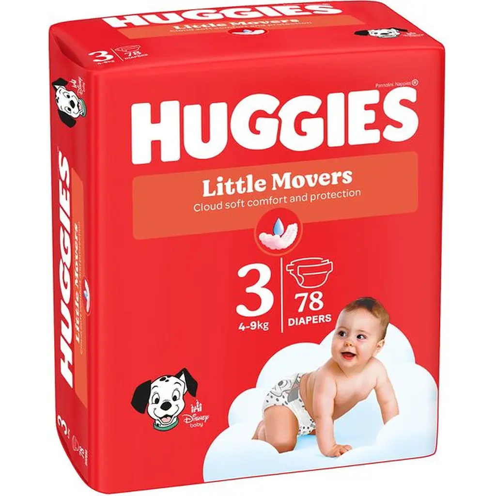 Набір підгузків Huggies Little Movers 3 (4-9 кг) 156 шт. (2 п. по 78 шт.) - фото 3