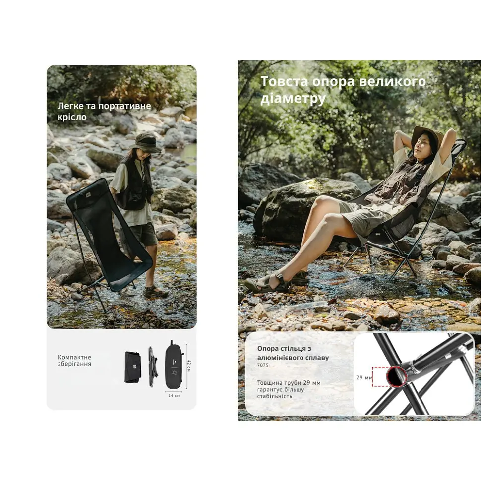 Кресло складное Naturehike Stellaluna L04 CNK2450JJ015 черное - фото 5
