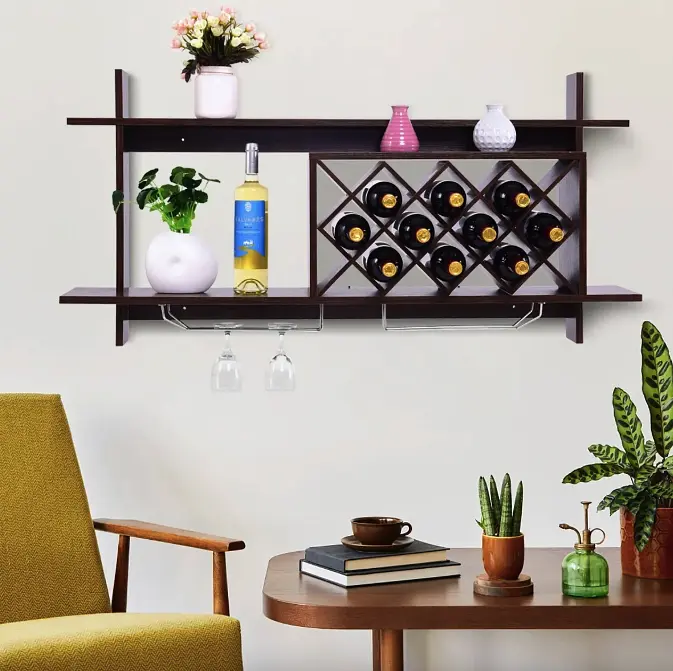 Настінна винна стійка Costway Kasta у стилі Loft