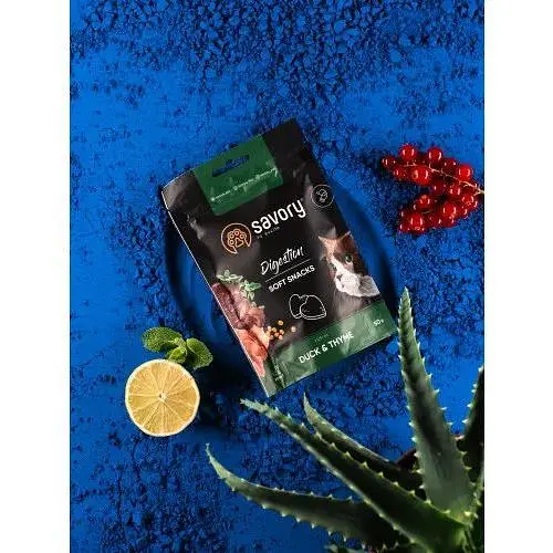 Мягкое лакомство Savory для улучшения пищеварения кошек утка с тимьяном 50 г - фото 8