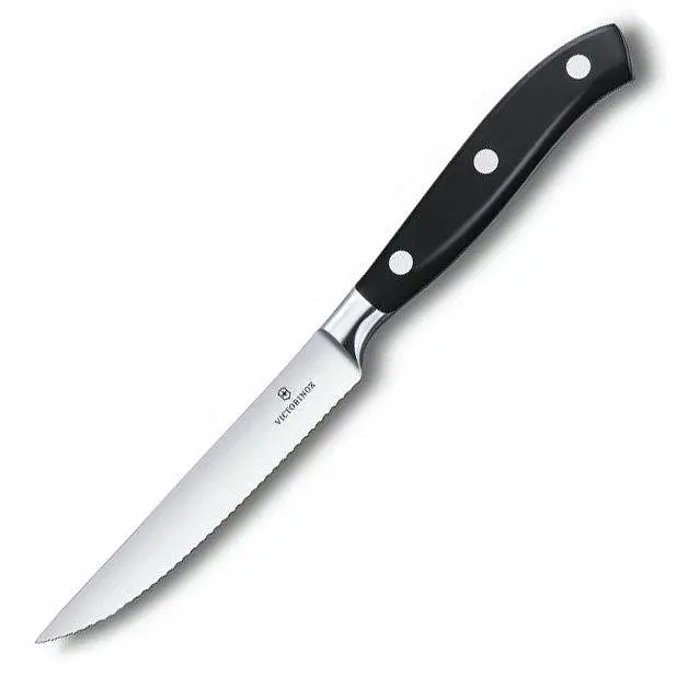 Кухонний ніж Victorinox Grand Maitre Tomato&Steak лезо 12см хвил. з чорн. ручкою у подар.упак.
