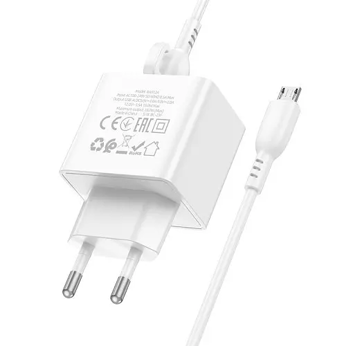Сітчасте зарядне пристрій BOROFONE BAS12A Erudite single port 18W/QC3.0/1USB + Micro білий - фото 5
