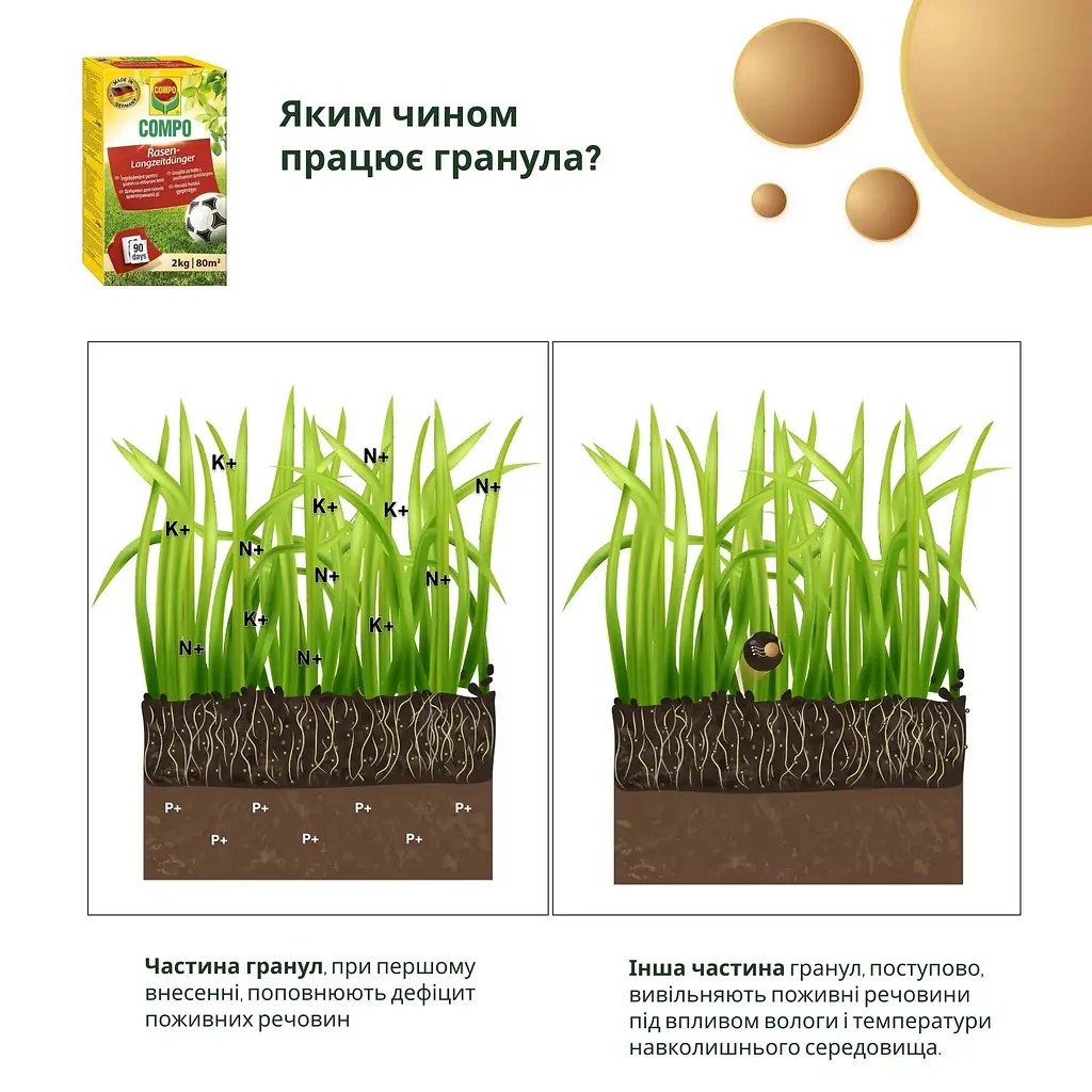 Тверде добриво тривалої дії для газонів COMPO 2 кг - фото 6