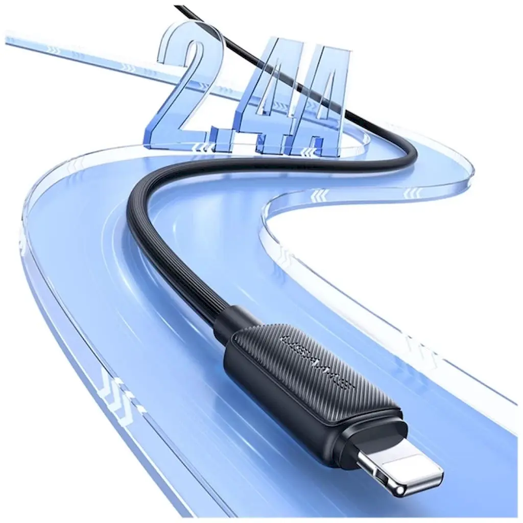Кабель Usams US-SJ689 USB-A to Lightning 2.4A 1м Black SJ689USB01 (6958444909240) - фото 5