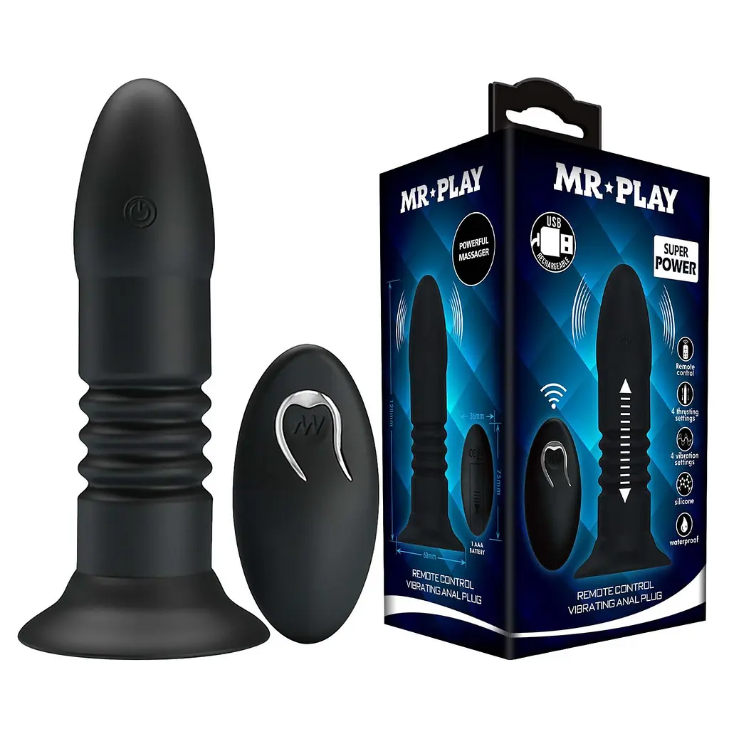 Анальна пробка Mr. Play Remote Control 13.8 см (чорний) - фото 2