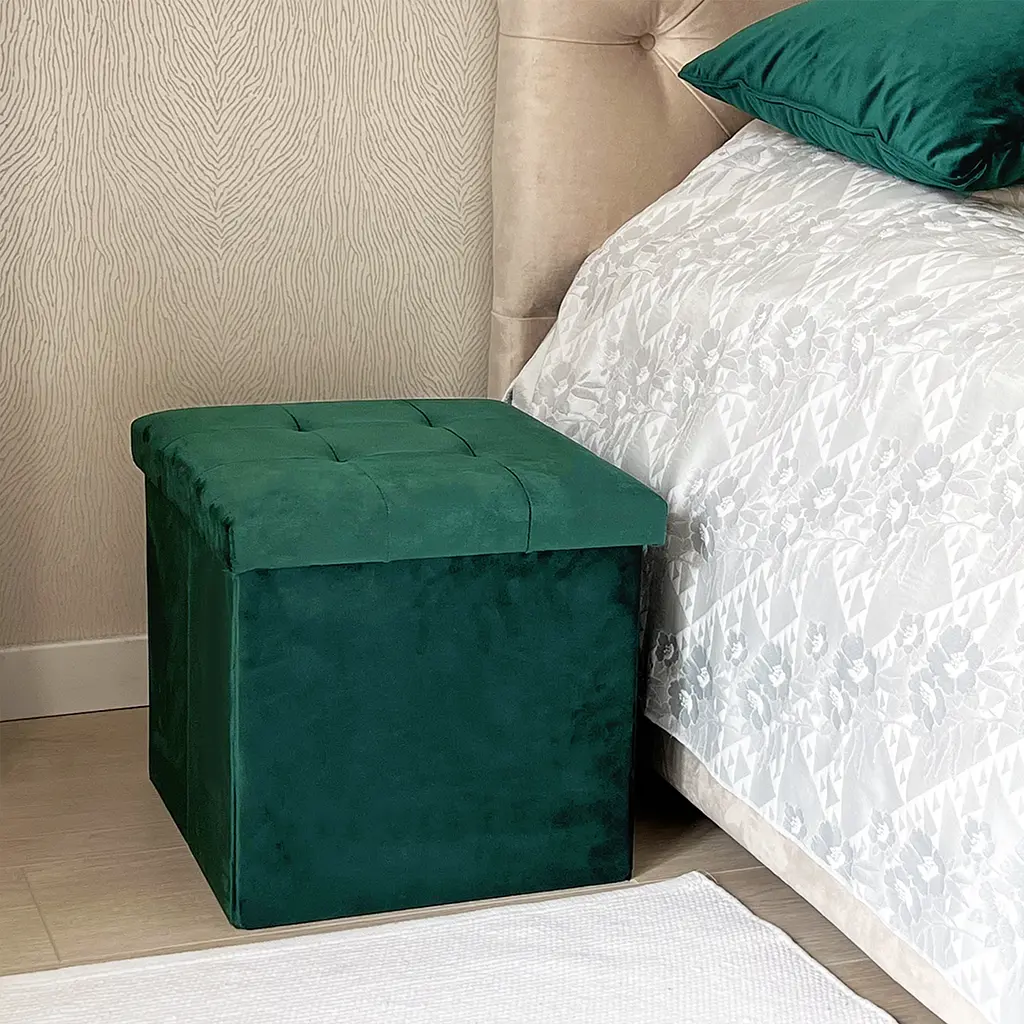 Пуф для зберігання МВМ My Home велюровий 380х380х380 мм зелений (TH-05 GREEN) - фото 7