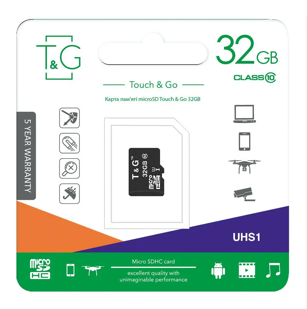 Карта пам'яті MicroSDHC 32GB UHS-I Class 10 T&G (TG-32GBSD10U1-00) - фото 2