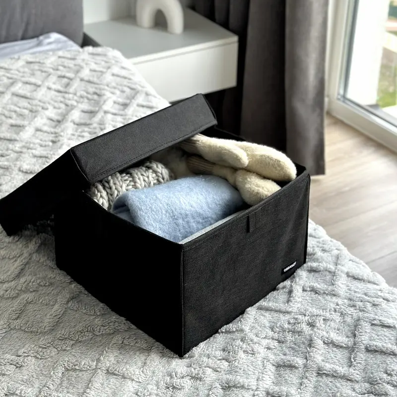 Короб для іграшок та настільних ігор L з кришкою  ORGANIZE  - 30*30*20 см (чорний) - фото 2