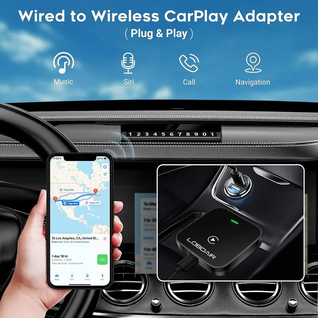 Бездротовий адаптер CarPlay, 2024 Автоматичний адаптер CarPlay перетворює дротове з'єднання на бездротовий - фото 7