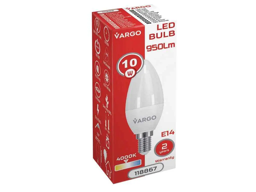 Лампа світлодіодна VARGO 10W E14 C37 4000K 220V (V-118867) - фото 2