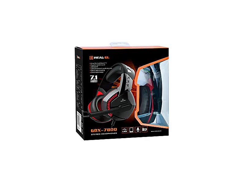 Навушники REAL-EL GDX-7800 Black/Red - фото 8