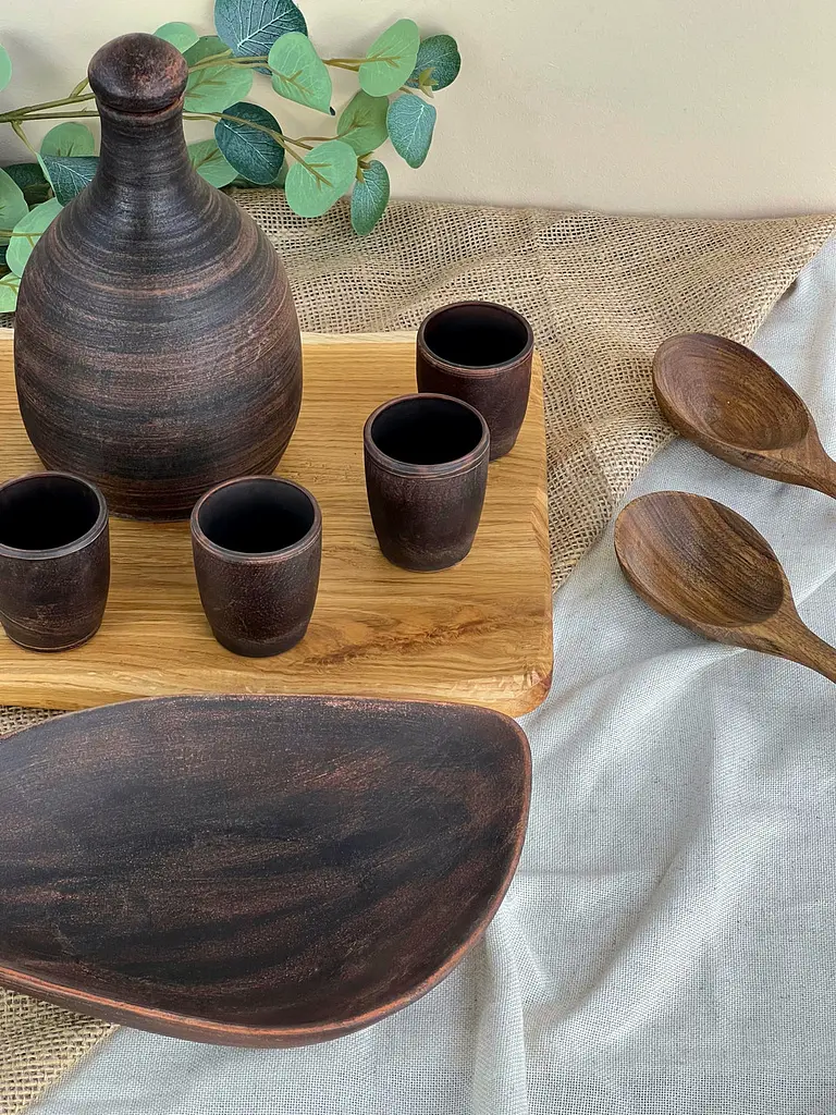 Столовый сервиз подарочный керамической (глиняной) посуды Гладкий - фото 2