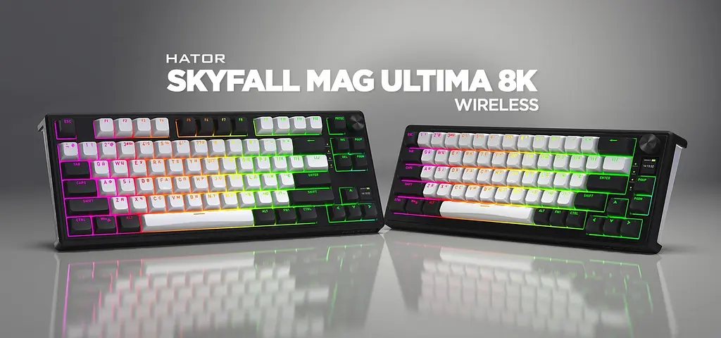 Клавіатура HATOR Skyfall 80 MAG ULTIMA 8K Magnetic Wireless US (Англ.) Black-White (HTK3880) - фото 4